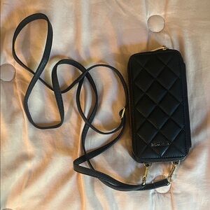 Black Quilted Crossbody Wallet